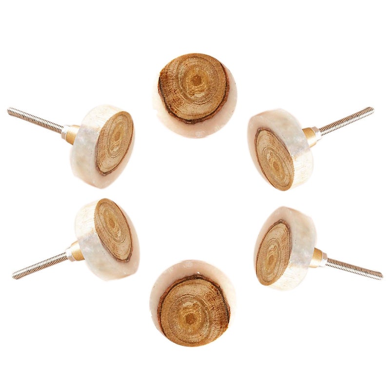 Perilla Home Set of 6 Wooden Knobs for Cabinet & Drawers Decorative Knobs for Home Kitchen Cabinet Hardware Cupboard Glass Door Dresser Wardrobe and Drawer Pulls (Style 1) - Image 1